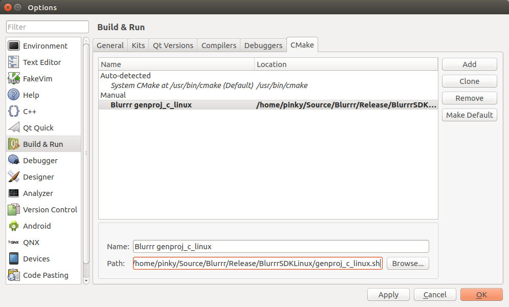 Qt Creator Manage CMake Tool