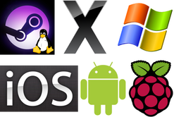 SteamOS, OSX, Windows, iOS, Android, Raspberry Pi