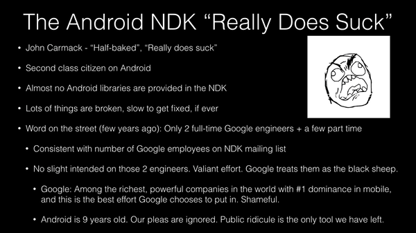 The Android NDK "Really Does Suck" - John Carmack